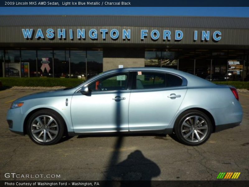 Light Ice Blue Metallic / Charcoal Black 2009 Lincoln MKS AWD Sedan