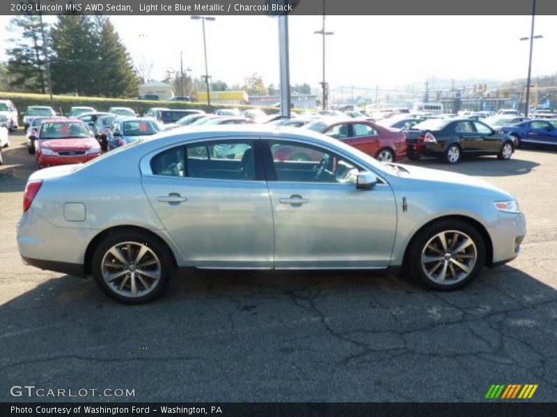Light Ice Blue Metallic / Charcoal Black 2009 Lincoln MKS AWD Sedan