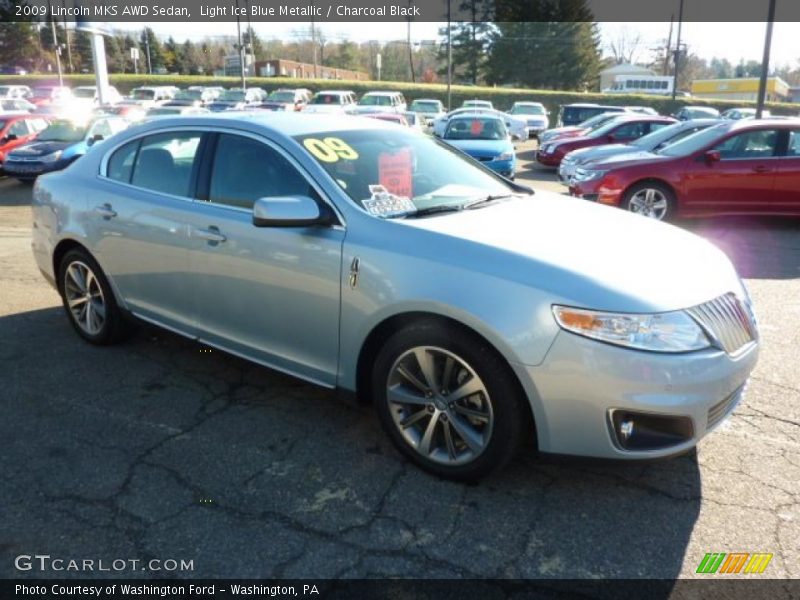 Light Ice Blue Metallic / Charcoal Black 2009 Lincoln MKS AWD Sedan