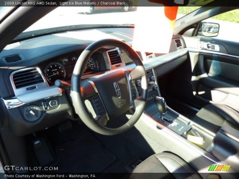 Light Ice Blue Metallic / Charcoal Black 2009 Lincoln MKS AWD Sedan
