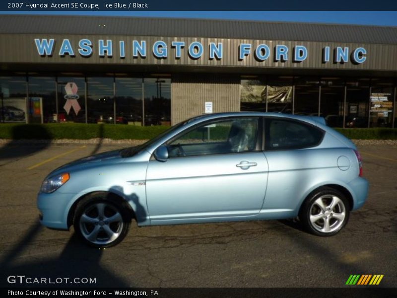 Ice Blue / Black 2007 Hyundai Accent SE Coupe