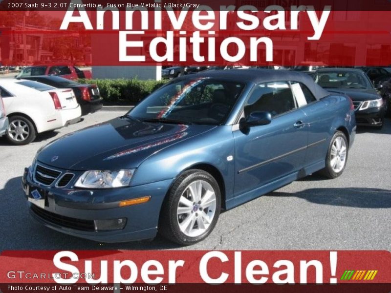 Fusion Blue Metallic / Black/Gray 2007 Saab 9-3 2.0T Convertible