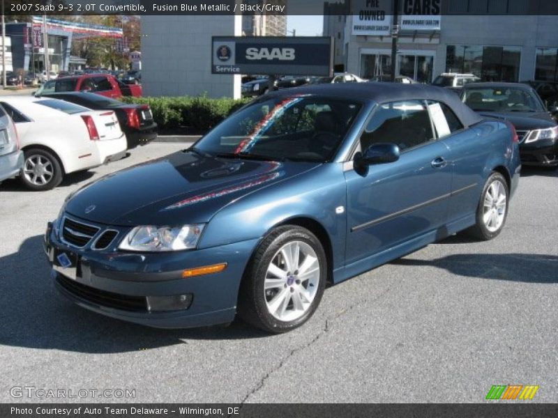 Fusion Blue Metallic / Black/Gray 2007 Saab 9-3 2.0T Convertible