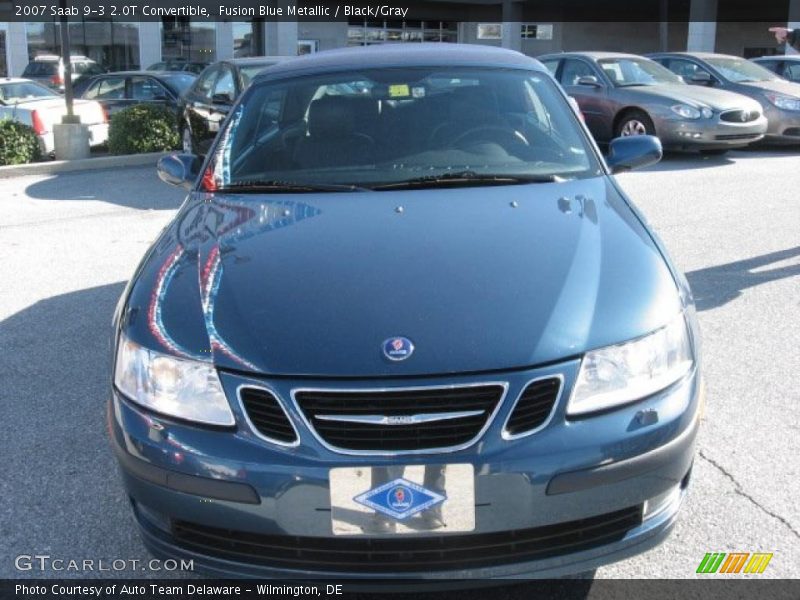 Fusion Blue Metallic / Black/Gray 2007 Saab 9-3 2.0T Convertible