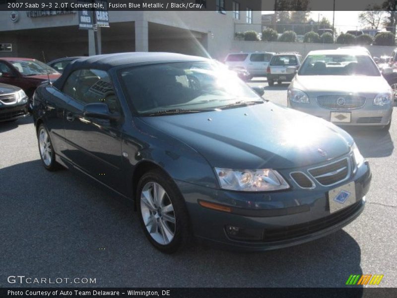 Fusion Blue Metallic / Black/Gray 2007 Saab 9-3 2.0T Convertible