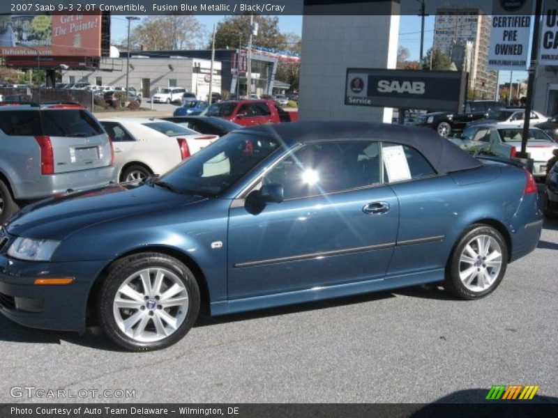 Fusion Blue Metallic / Black/Gray 2007 Saab 9-3 2.0T Convertible