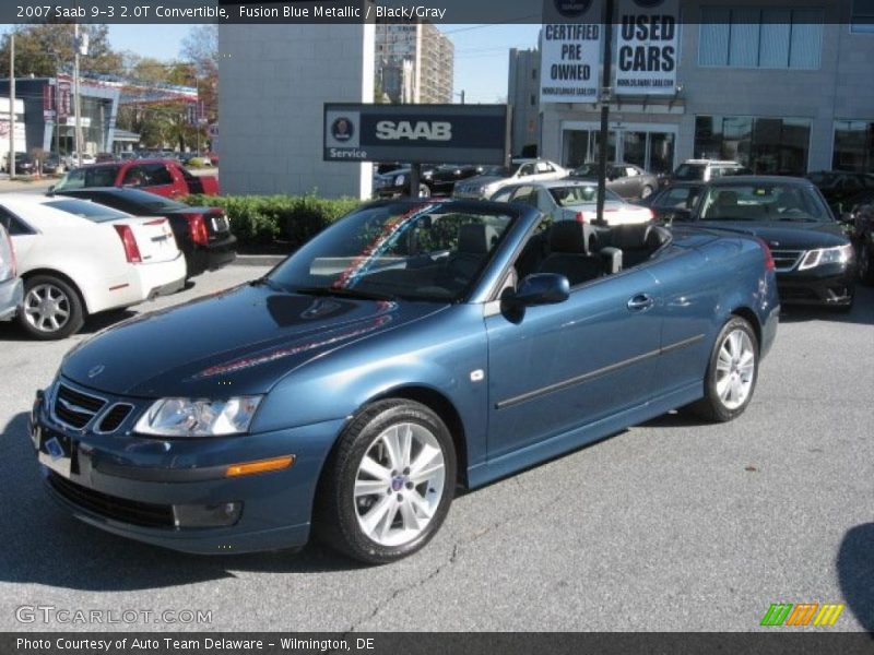 Fusion Blue Metallic / Black/Gray 2007 Saab 9-3 2.0T Convertible