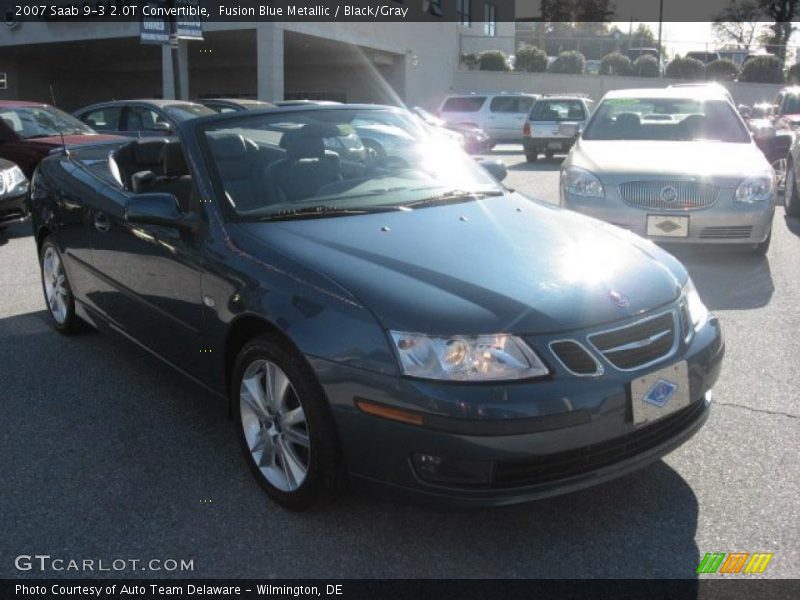 Fusion Blue Metallic / Black/Gray 2007 Saab 9-3 2.0T Convertible