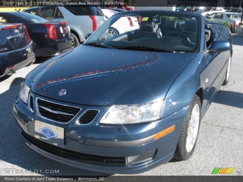 Fusion Blue Metallic / Black/Gray 2007 Saab 9-3 2.0T Convertible