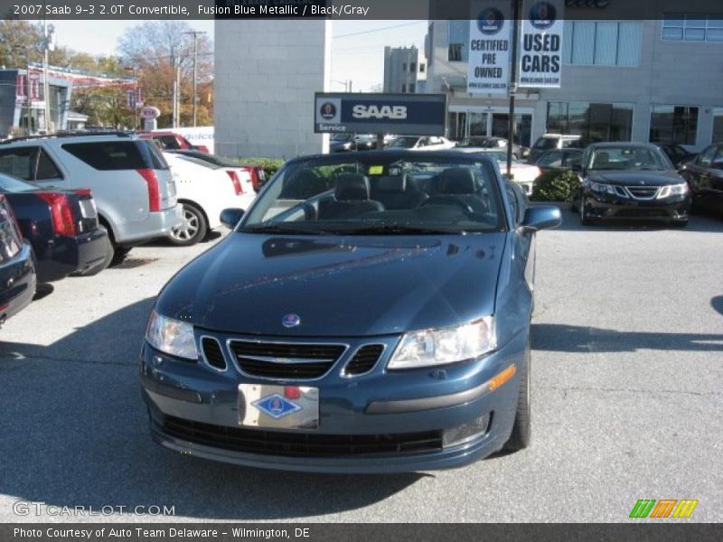 Fusion Blue Metallic / Black/Gray 2007 Saab 9-3 2.0T Convertible