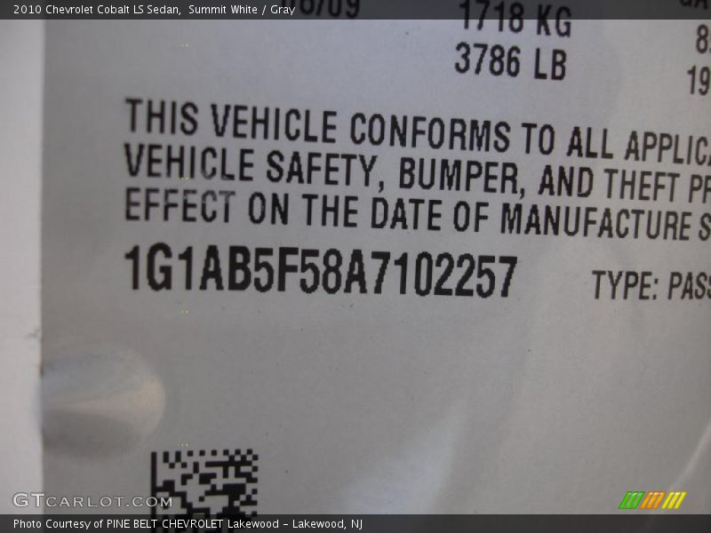 Summit White / Gray 2010 Chevrolet Cobalt LS Sedan