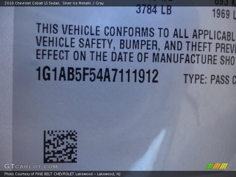 Silver Ice Metallic / Gray 2010 Chevrolet Cobalt LS Sedan