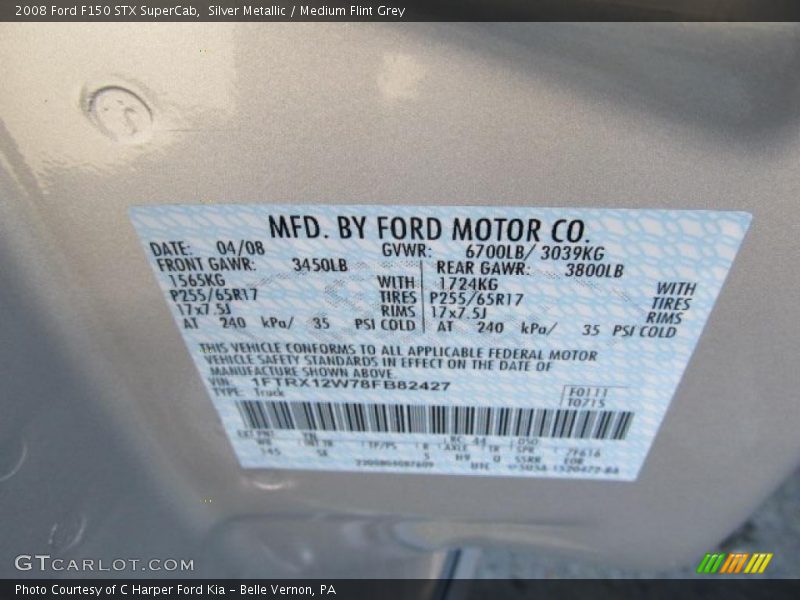 Silver Metallic / Medium Flint Grey 2008 Ford F150 STX SuperCab