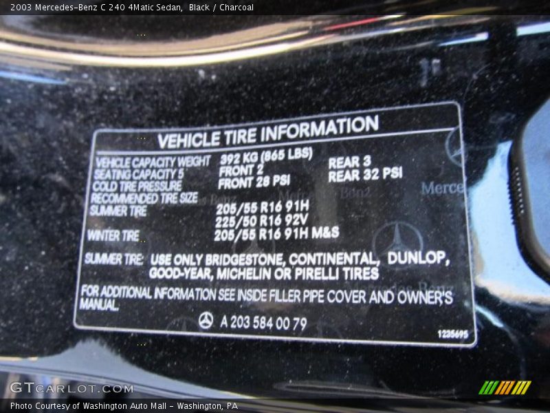Black / Charcoal 2003 Mercedes-Benz C 240 4Matic Sedan