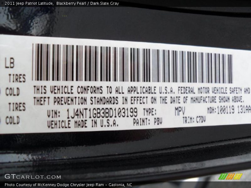 Blackberry Pearl / Dark Slate Gray 2011 Jeep Patriot Latitude