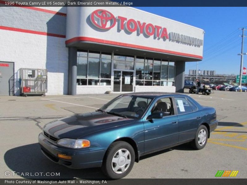 Dark Emerald Green Metallic / Beige 1996 Toyota Camry LE V6 Sedan