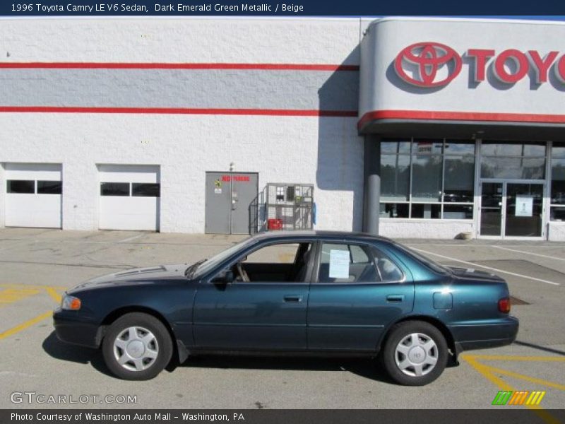 Dark Emerald Green Metallic / Beige 1996 Toyota Camry LE V6 Sedan