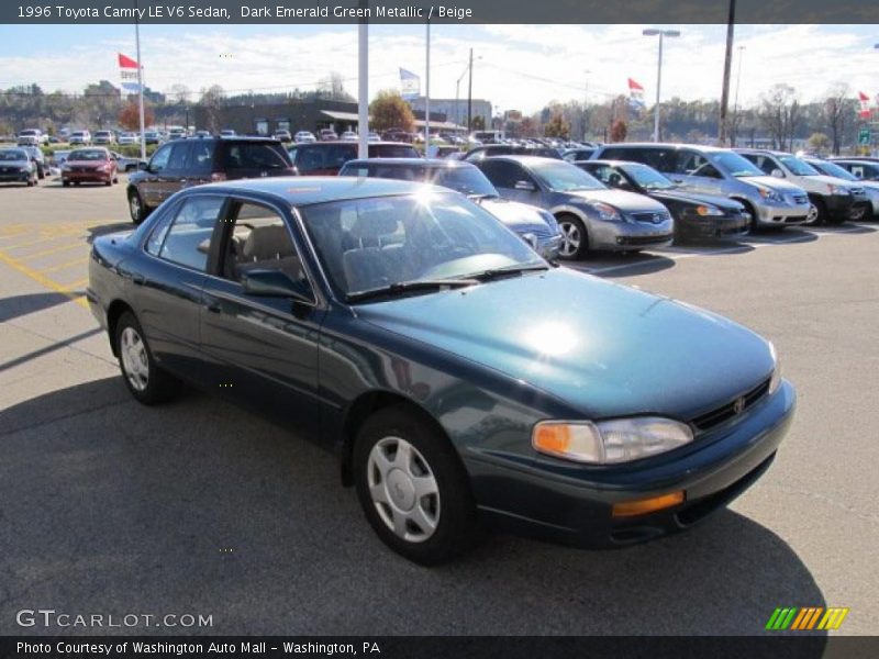 Dark Emerald Green Metallic / Beige 1996 Toyota Camry LE V6 Sedan