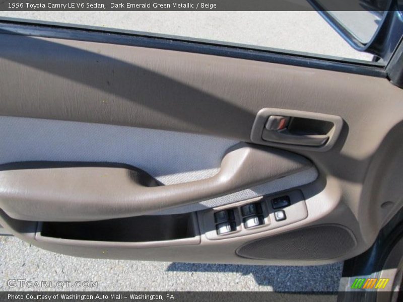 Dark Emerald Green Metallic / Beige 1996 Toyota Camry LE V6 Sedan