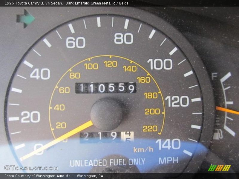 Dark Emerald Green Metallic / Beige 1996 Toyota Camry LE V6 Sedan
