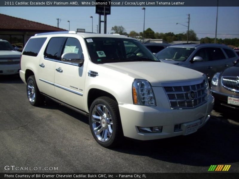 White Diamond Tricoat / Cocoa/Light Linen Tehama Leather 2011 Cadillac Escalade ESV Platinum AWD