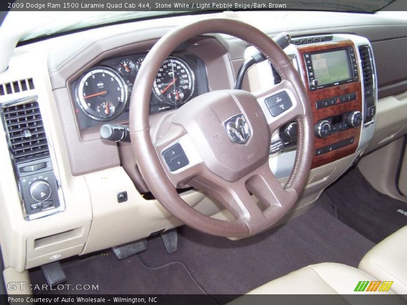 Stone White / Light Pebble Beige/Bark Brown 2009 Dodge Ram 1500 Laramie Quad Cab 4x4