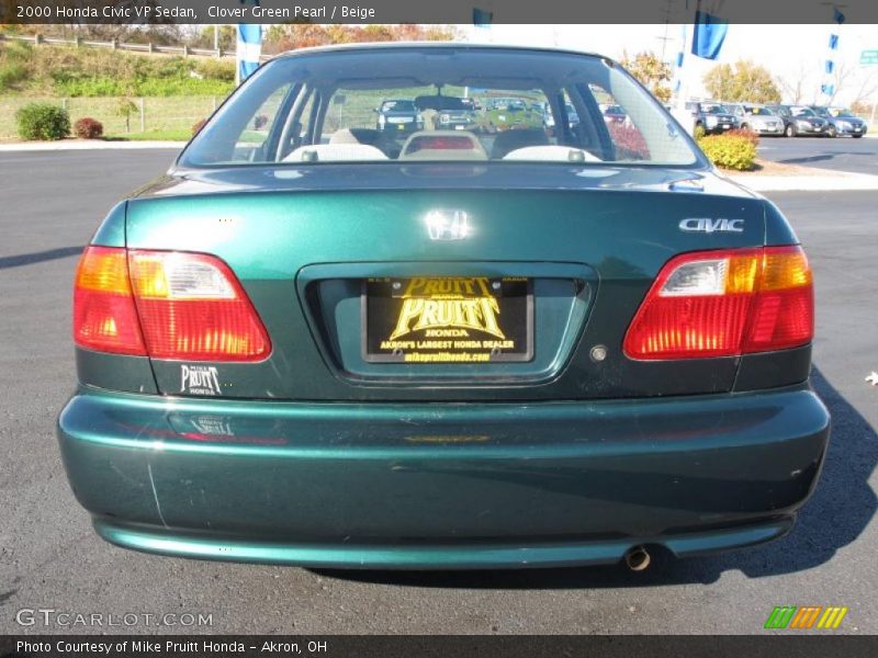 Clover Green Pearl / Beige 2000 Honda Civic VP Sedan