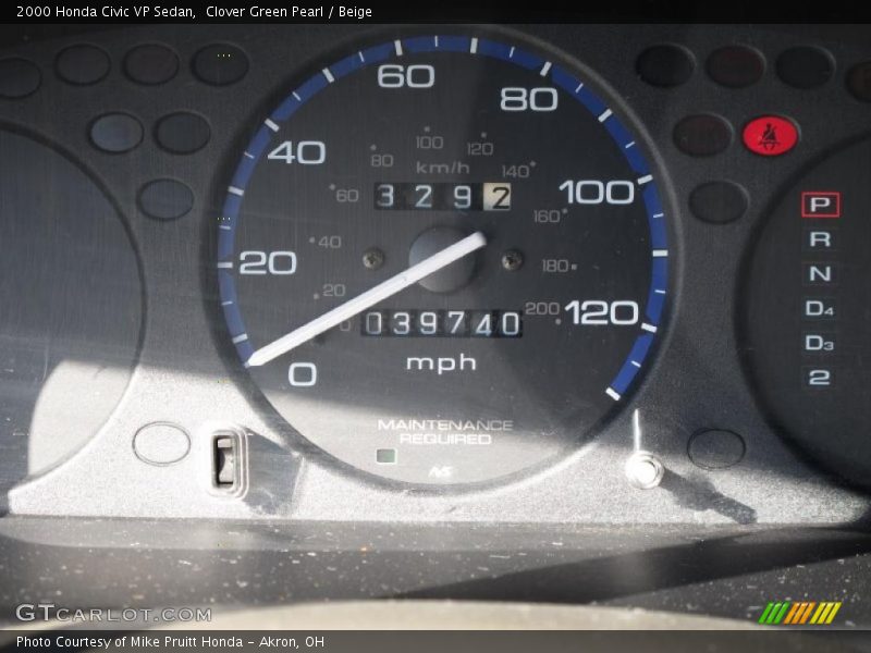 Clover Green Pearl / Beige 2000 Honda Civic VP Sedan