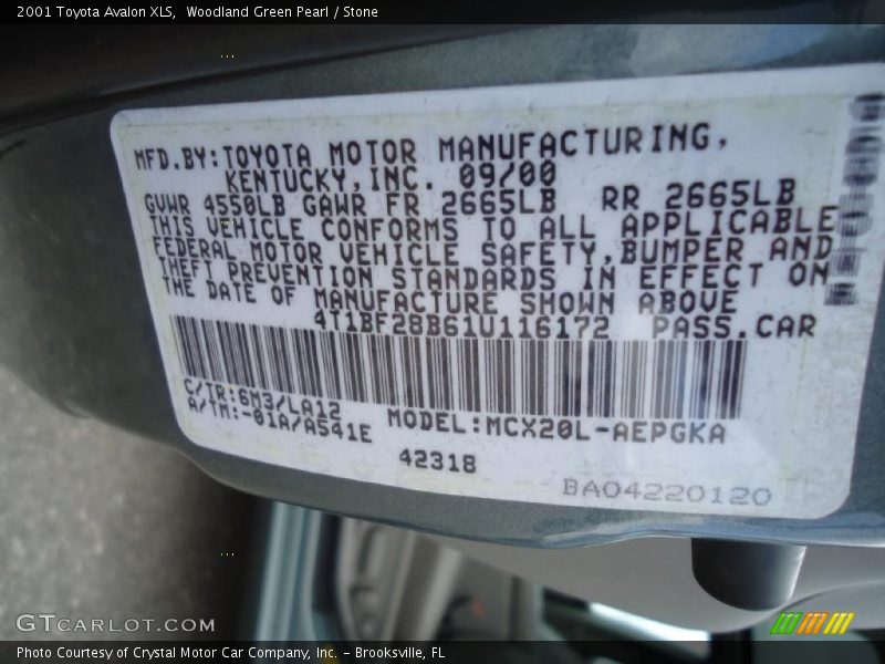 Woodland Green Pearl / Stone 2001 Toyota Avalon XLS