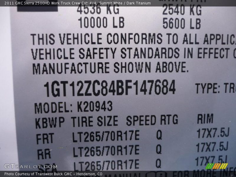 Summit White / Dark Titanium 2011 GMC Sierra 2500HD Work Truck Crew Cab 4x4
