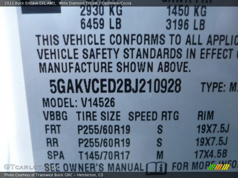 White Diamond Tricoat / Cashmere/Cocoa 2011 Buick Enclave CXL AWD