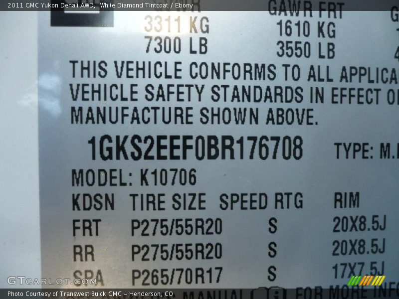 White Diamond Tintcoat / Ebony 2011 GMC Yukon Denali AWD