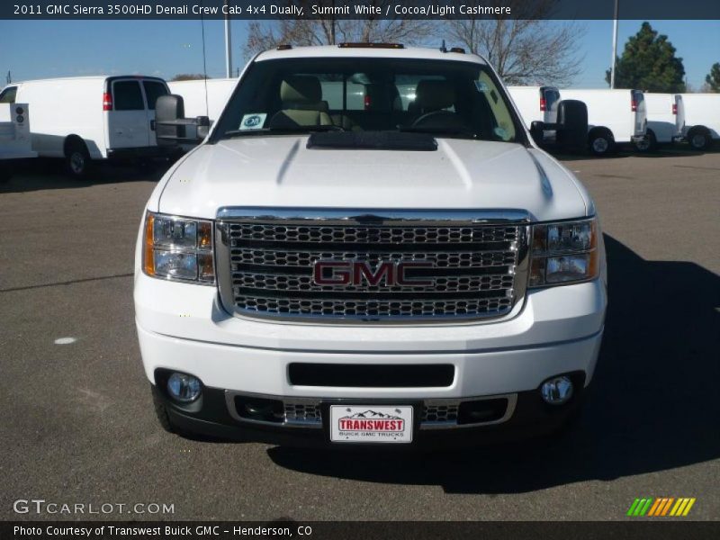 Summit White / Cocoa/Light Cashmere 2011 GMC Sierra 3500HD Denali Crew Cab 4x4 Dually