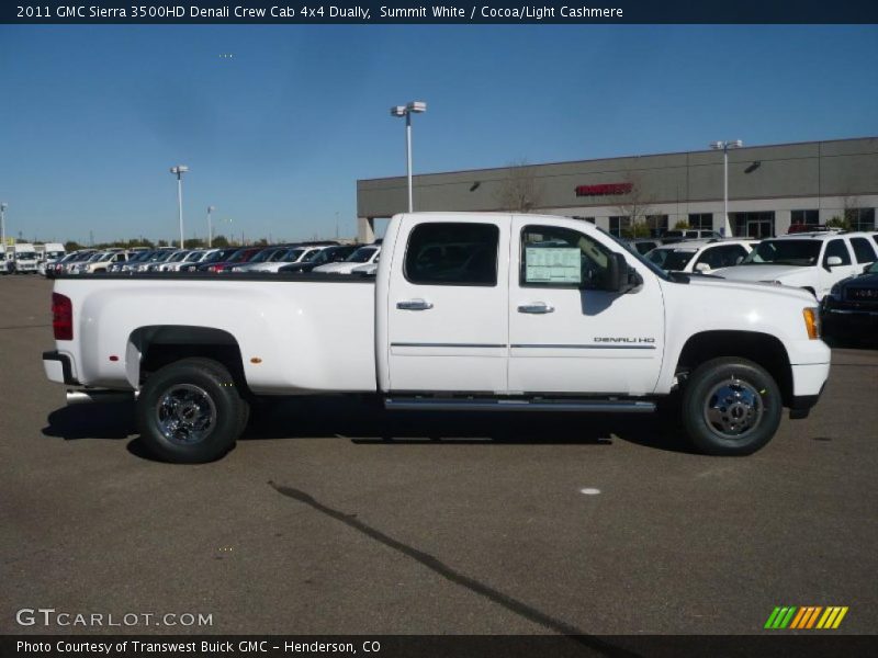 Summit White / Cocoa/Light Cashmere 2011 GMC Sierra 3500HD Denali Crew Cab 4x4 Dually
