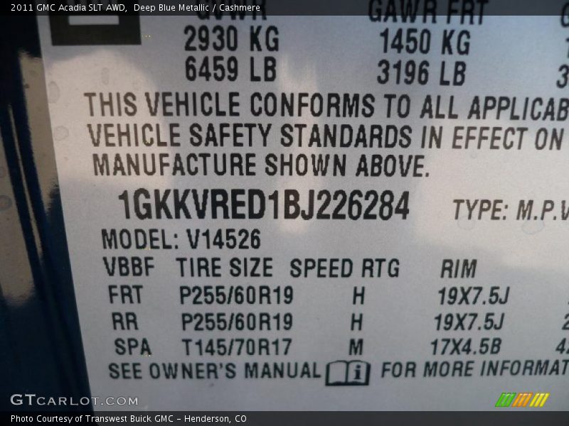 Deep Blue Metallic / Cashmere 2011 GMC Acadia SLT AWD