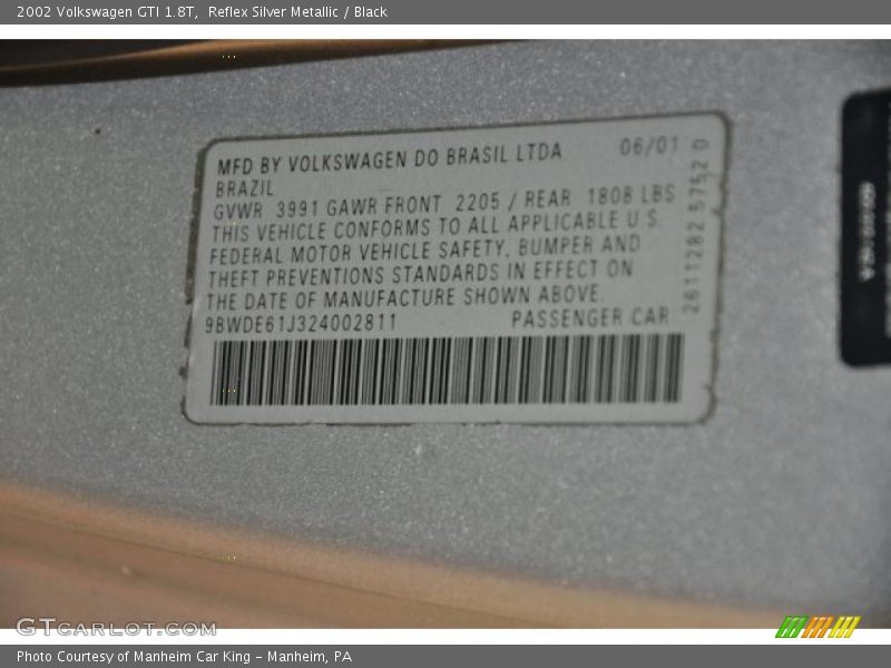 Reflex Silver Metallic / Black 2002 Volkswagen GTI 1.8T