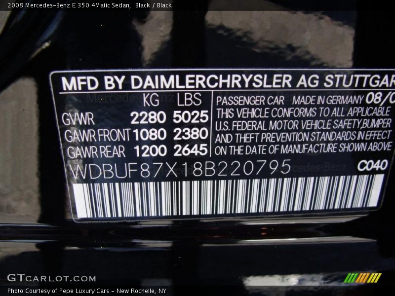 Black / Black 2008 Mercedes-Benz E 350 4Matic Sedan