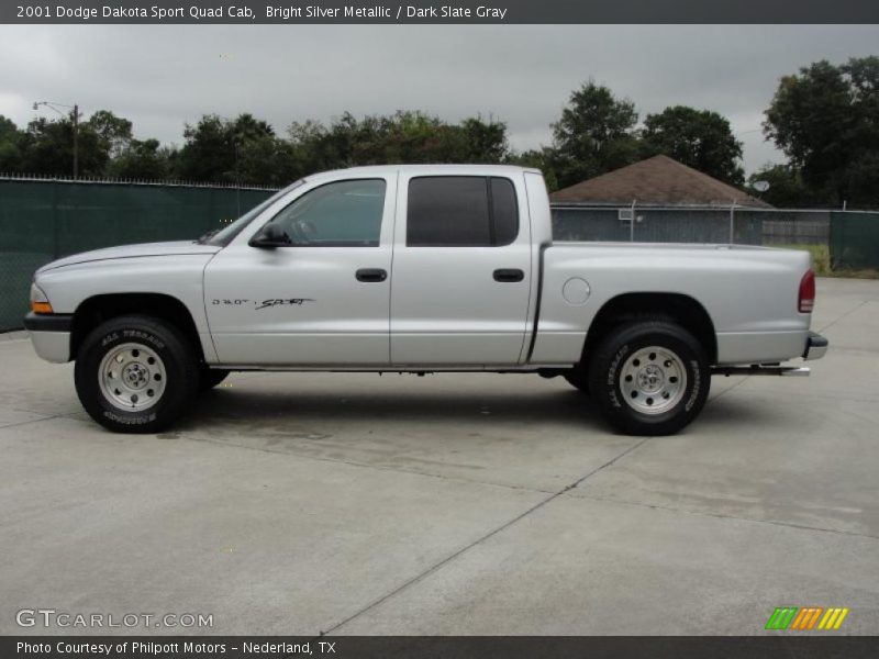 Bright Silver Metallic / Dark Slate Gray 2001 Dodge Dakota Sport Quad Cab
