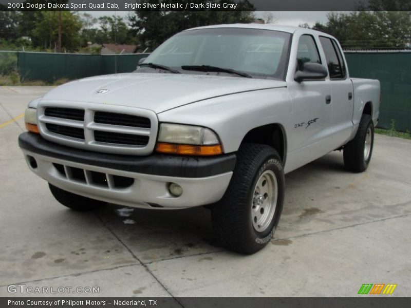 Bright Silver Metallic / Dark Slate Gray 2001 Dodge Dakota Sport Quad Cab