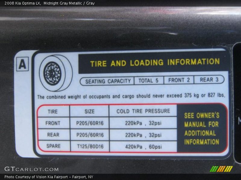 Midnight Gray Metallic / Gray 2008 Kia Optima LX
