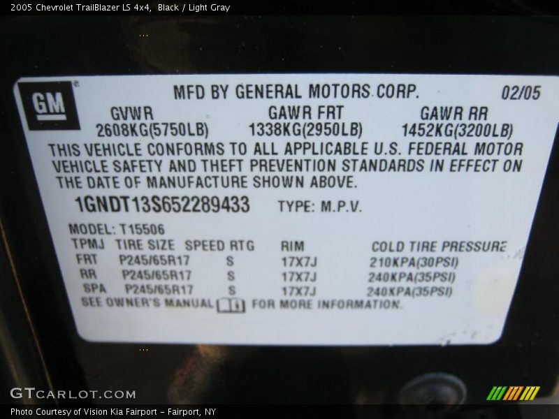 Black / Light Gray 2005 Chevrolet TrailBlazer LS 4x4