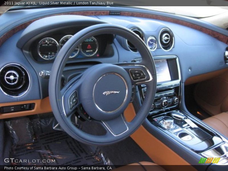Liquid Silver Metallic / London Tan/Navy Blue 2011 Jaguar XJ XJL