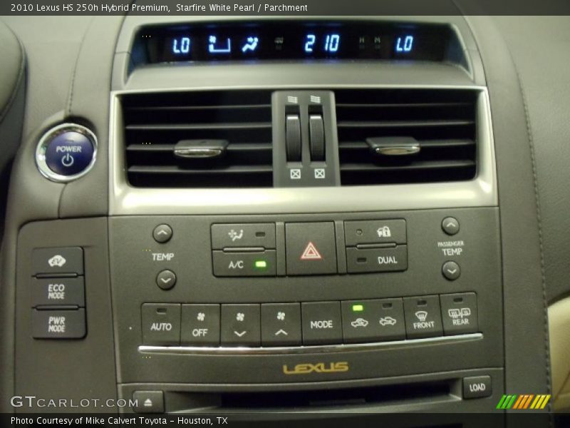 Controls of 2010 HS 250h Hybrid Premium