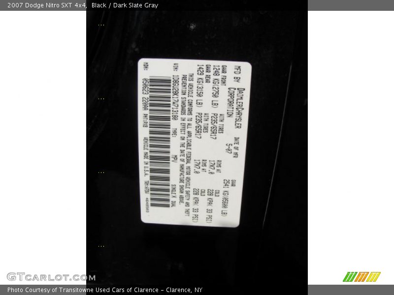 Black / Dark Slate Gray 2007 Dodge Nitro SXT 4x4