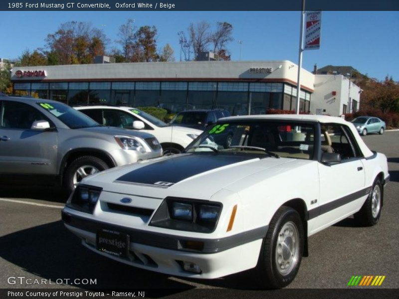 Oxford White / Beige 1985 Ford Mustang GT Convertible