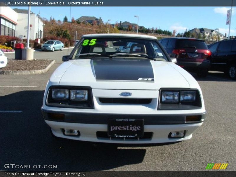 Oxford White / Beige 1985 Ford Mustang GT Convertible