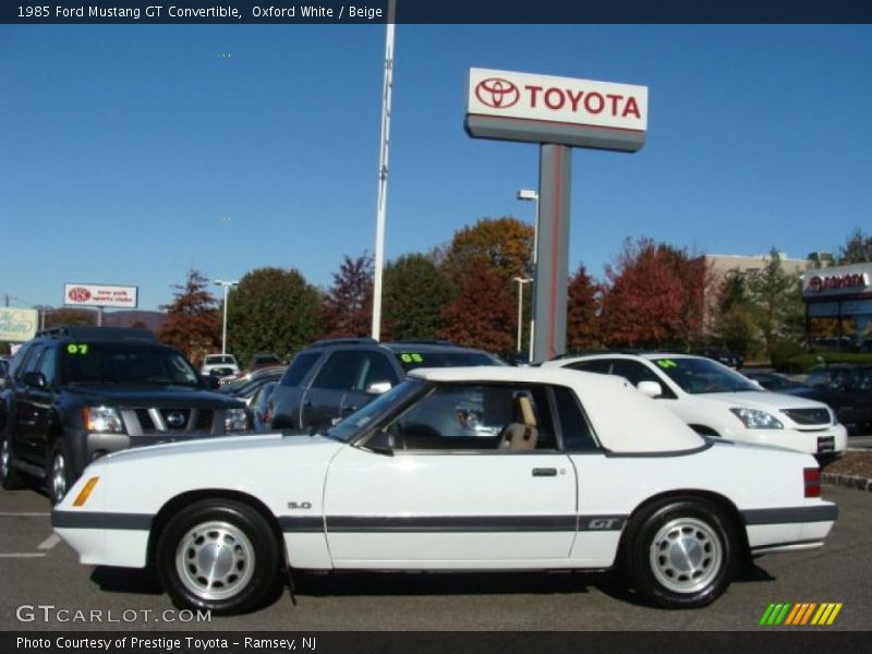 Oxford White / Beige 1985 Ford Mustang GT Convertible