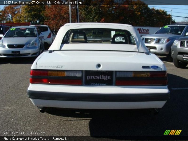 Oxford White / Beige 1985 Ford Mustang GT Convertible
