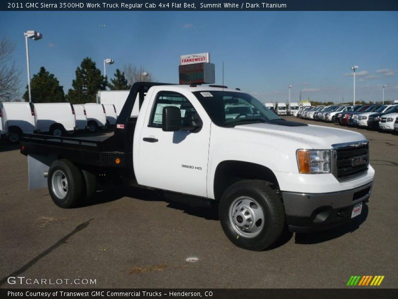 Front 3/4 View of 2011 Sierra 3500HD Work Truck Regular Cab 4x4 Flat Bed