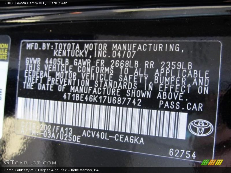 Black / Ash 2007 Toyota Camry XLE